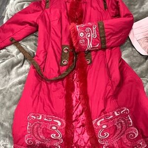 Red Embroidered Long Coat